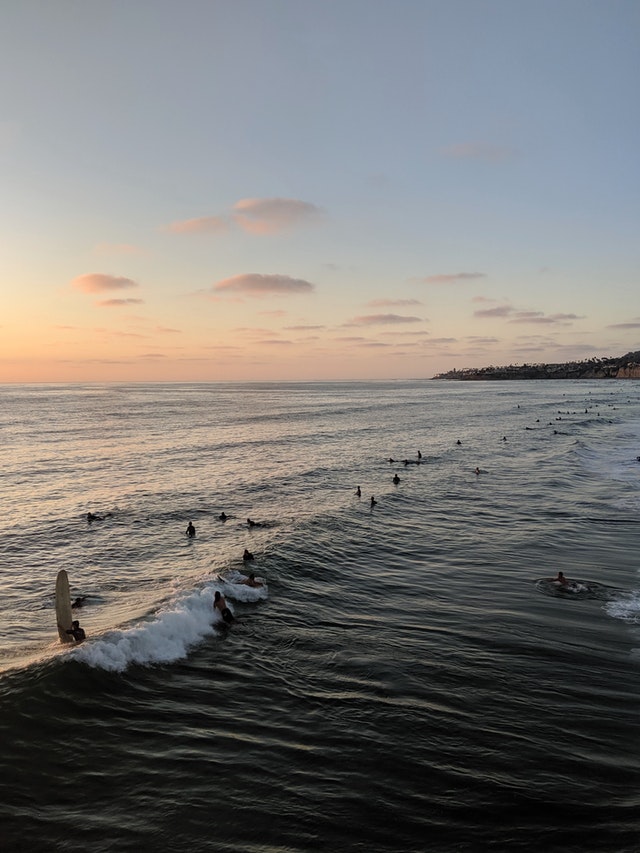 Surfing on a paddleboard